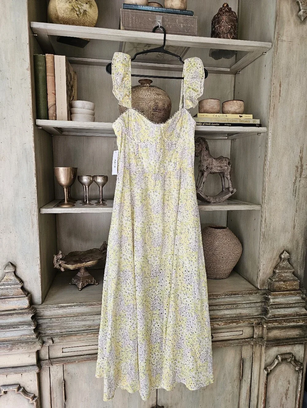 Astr Yellow Floral Eyelet Midi Dress - Picture 11 of 14